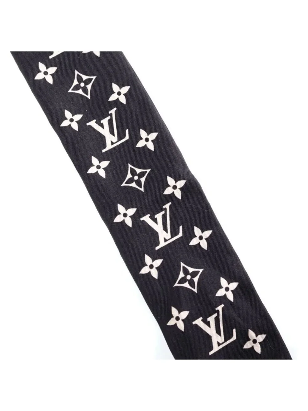 Louis Vuitton Bandeau BB Monogram Twilly Silk Scarf Black White